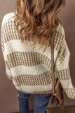 Color Block Round Neck Dropped Shoulder Sweater