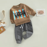 Cow Head Print Baby Boy Clothes Set