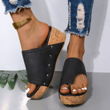 PU Leather Wedge Sandals