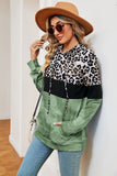 Leopard Drawstring Hoodie with Pocket