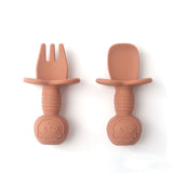 2pcs Silicone Food Grade Baby Mini Fork and Spoon Set