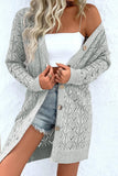 Openwork Button Down Long Sleeve Cardigan